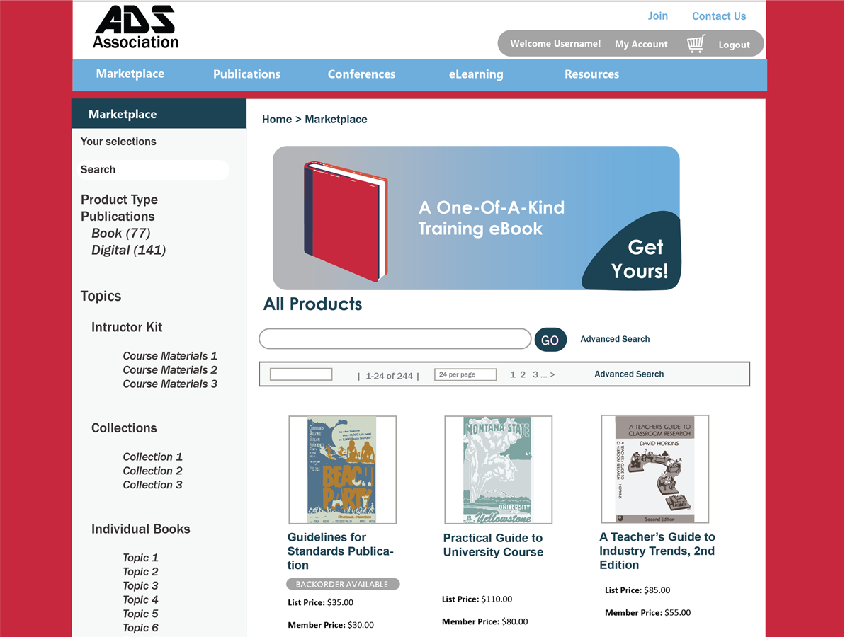 ads association website screenshot