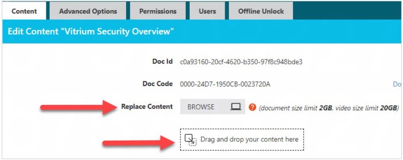 Vitrium - Replace content with a new or updated version
