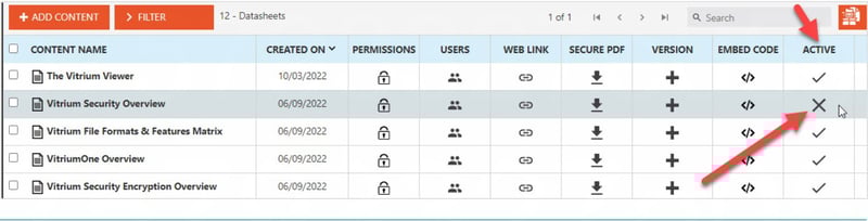 Vitrium - Deactivate Content