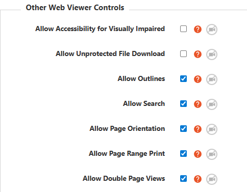 Other Web Viewer Controls in DRM Policy Settings