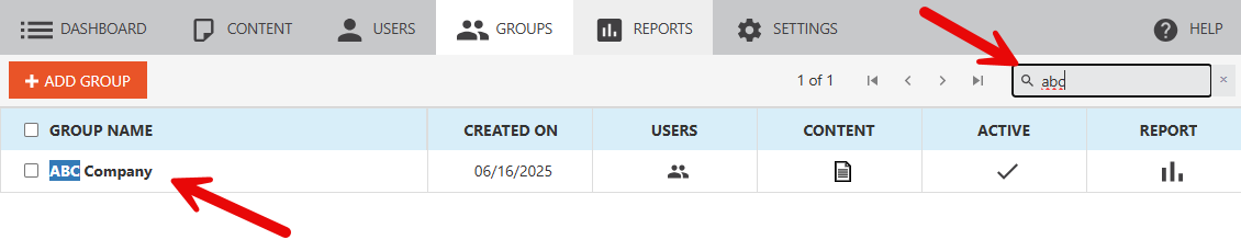 Searching Groups in Vitrium