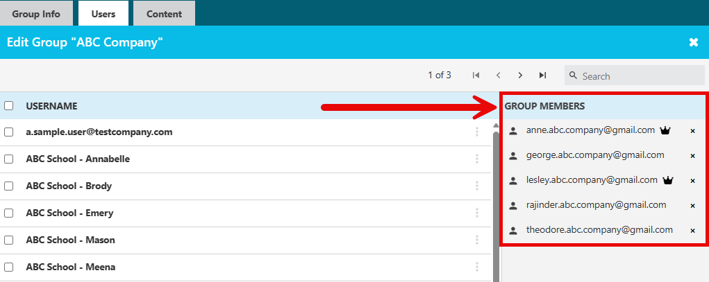 Users in a Vitrium Group Called Group Members