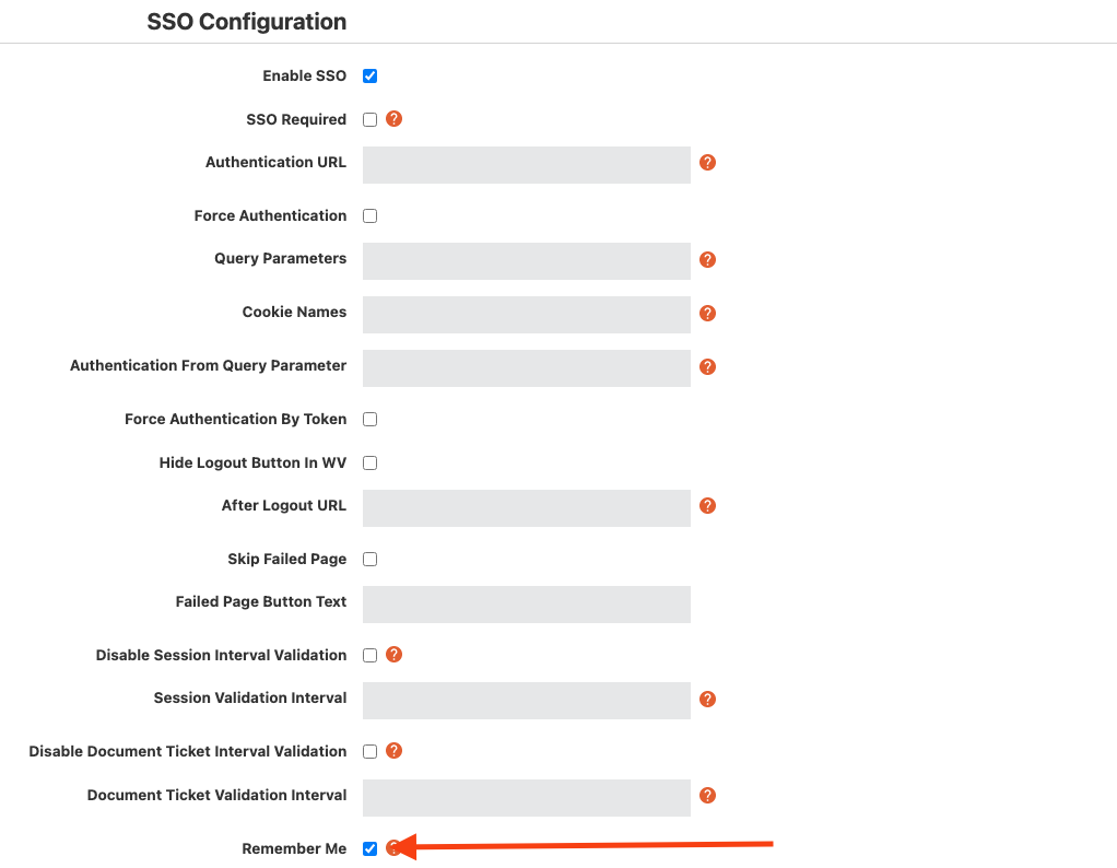 sso configuration screen